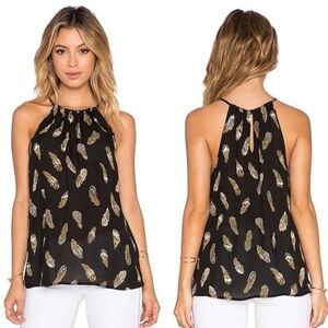 Joie Revolve Alabama Feather‎ Silk Tank in Caviar size XS